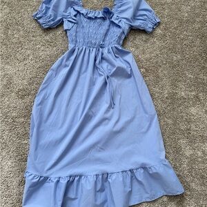 Indigo Blue Ruched Off-the-Shoulder Sundress